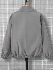 SHEIN جاكيت كاجوال يومي بأكمام طويلة وسحاب بنمط حروف وألوان متباينة للأولاد المراهقين - متعدد الألوان - مشاهدة 2