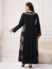 Al Najma 大尺碼女款花卉圖案休閒派對阿拉伯風洋裝 - 彩色 - 查看 2