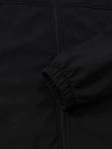 Manfinity Homme Thermal Lined Men's Letter Print Zip-Up Long Sleeve Jacket - Black - View 8