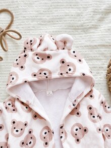 小男孩針織純色刺繡連帽休閒開襟外套居家服 - 彩色 - 查看 4
