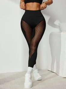 Slayform Women's Mesh Patchwork Casual Daily Tight Fit Sports Leggings - Black - View 4