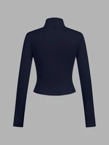 SHEIN EZwear 2件裝黑白配色針織拉鍊長袖女款T恤 - 彩色 - 查看 10