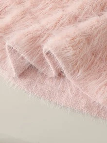 SHEIN Infant Girl Pink Sweater Dress, Soft Feminine Versatile Stylish Daily Wear, Handmade Bow, Exquisite Cute, Suitable For Outings, School, And Travel - Pink - View 7