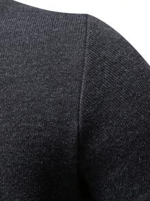 Manfinity Homme 男士休閒純色保暖針織毛衣，秋冬款長袖上衣，居家度假淺灰色 - 深灰色 - 查看 5