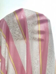 SHEIN EZwear 大尺碼圓領紅白條紋拼接休閒學院風百搭日常穿搭T恤 返校季秋季校園款 - 粉色 - 查看 7