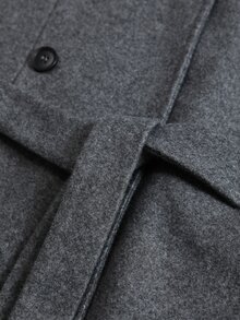 Easura Women's Plus Size Autumn/Winter Single Piece High Neck Double-Breasted Cape Sleeve With Belt Short Jacket, Old Money Style Commute Street Overcoat - Dark Grey - View 7