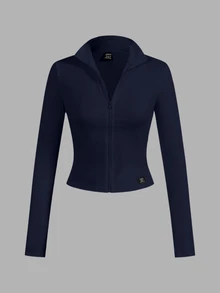 SHEIN EZwear 2件裝黑白配色針織拉鍊長袖女款T恤 - 彩色 - 查看 3
