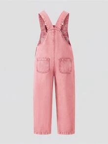 SHEIN ChillGRL Young Girl Floral 3D Decor Denim Bib Overalls Sunflower Girls Outfit Young Girl Outfit Set Autumn Fall - Pink - View 2