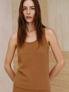 MOTF PREMIUM WOMEN'S WOOL VEST & SKIRT 2 PIECES SET, AUTUMN/WINTER - Camel - View 7