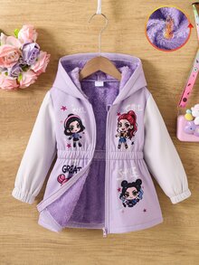 SHEIN 少女印花外套，秋冬戶外日常西式風格 - 彩色 - 查看 1