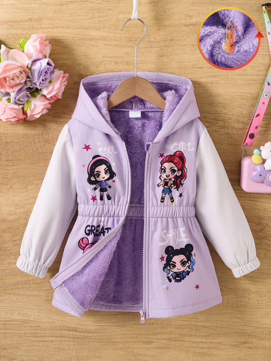 SHEIN 少女印花外套,秋冬戶外日常西式風格 - 彩色 - 查看 1