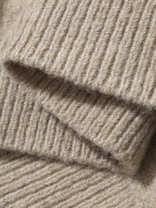 DAZY Solid Color Loose Fit Collared Long Sleeve Casual Vintage Korean Style Daily Autumn/Winter Thick Knit Sweater For Maternity - Khaki - View 8