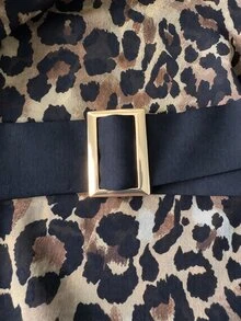 Rafferiza Fall Winter Leopard Print Draped Neck Sheer Chiffon Two‑Piece Set Elegant Wide Leg Pants Outfit Par - Multicolor - View 7