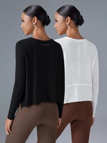 VARSIVA 2PCS Women Sports Tees & Tanks - Black and White - View 2