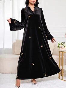 Al Najma Đầm phong cách Ả Rập đính sequin casual dự tiệc cho nữ size lớn - màu đen - Xem 7