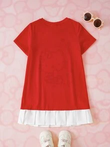 HELLO KITTY AND FRIENDS | SHEIN Young Girl Letter Cartoon Print Casual Daily Summer Dress - Multicolor - View 2