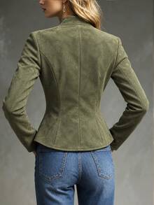 LUMIGAL Women's Solid Color Frog Button Placket Chinese Style Elegant Jacket - Green - View 2