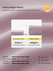 GLOWMODE Heavyweight Fleece Oversized Sweatshirt Pocket Thick Thermal Warm Winter Valentine's Day - Dusty Pink - View 3