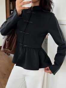 Aloruh Women Coats,Autumn,Winter - Black - View 1