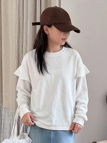 Dazy Kids Tween Girls Solid Color Casual Versatile Daily Wear T-Shirt - White - View 6