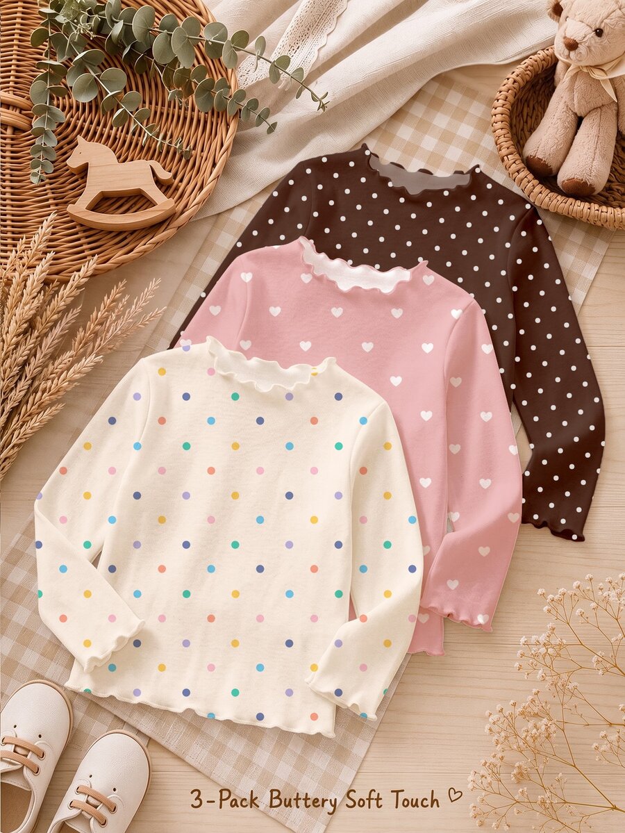 3PCS Young Girls T-Shirts - Multicolor - View 1