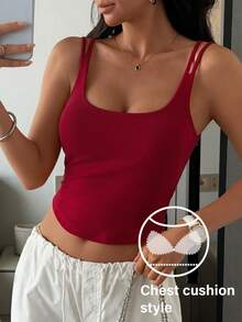 DAZY Women's Solid Color Casual Tank Top - Burgundy - View 1