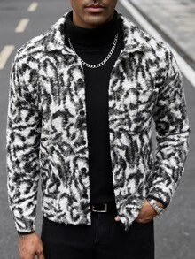 Manfinity CasualCool 男士厚羊毛長袖夾克，冬季 - 彩色 - 查看 4