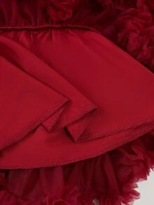 SHEIN Baby Girls' Elegant, Gorgeous, And Lovely Pink Tulle Puff Skirt, Perfect For Parties In Spring And Summer - Red - View 5
