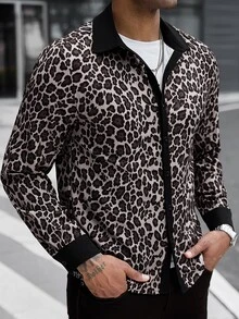 Manfinity CasualCool 男士休閒純色與經典豹紋開襟羊毛衫，送給男友或丈夫的理想禮物 - 彩色 - 查看 3