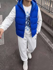 SHEIN 3件組買2送1兒童青少年男孩休閒皇家藍運動衫與運動長褲，附絎縫加厚冬季外套派克大衣，適合秋冬、學校、冬季穿搭 - 彩色 - 查看 3