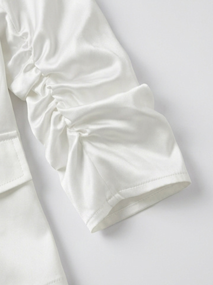 Everyssa Winter Women's Solid Color Pleated Casual Versatile Everyday Outerwear - White - View 5