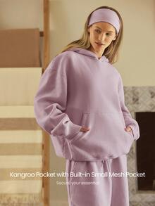 GLOWMODE Heavyweight Fleece Oversized Sweatshirt Pocket Thick Thermal Warm Winter Valentine's Day - Dusty Pink - View 6