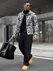 Manfinity CasualCool 男士厚羊毛長袖夾克，冬季 - 彩色 - 查看 1