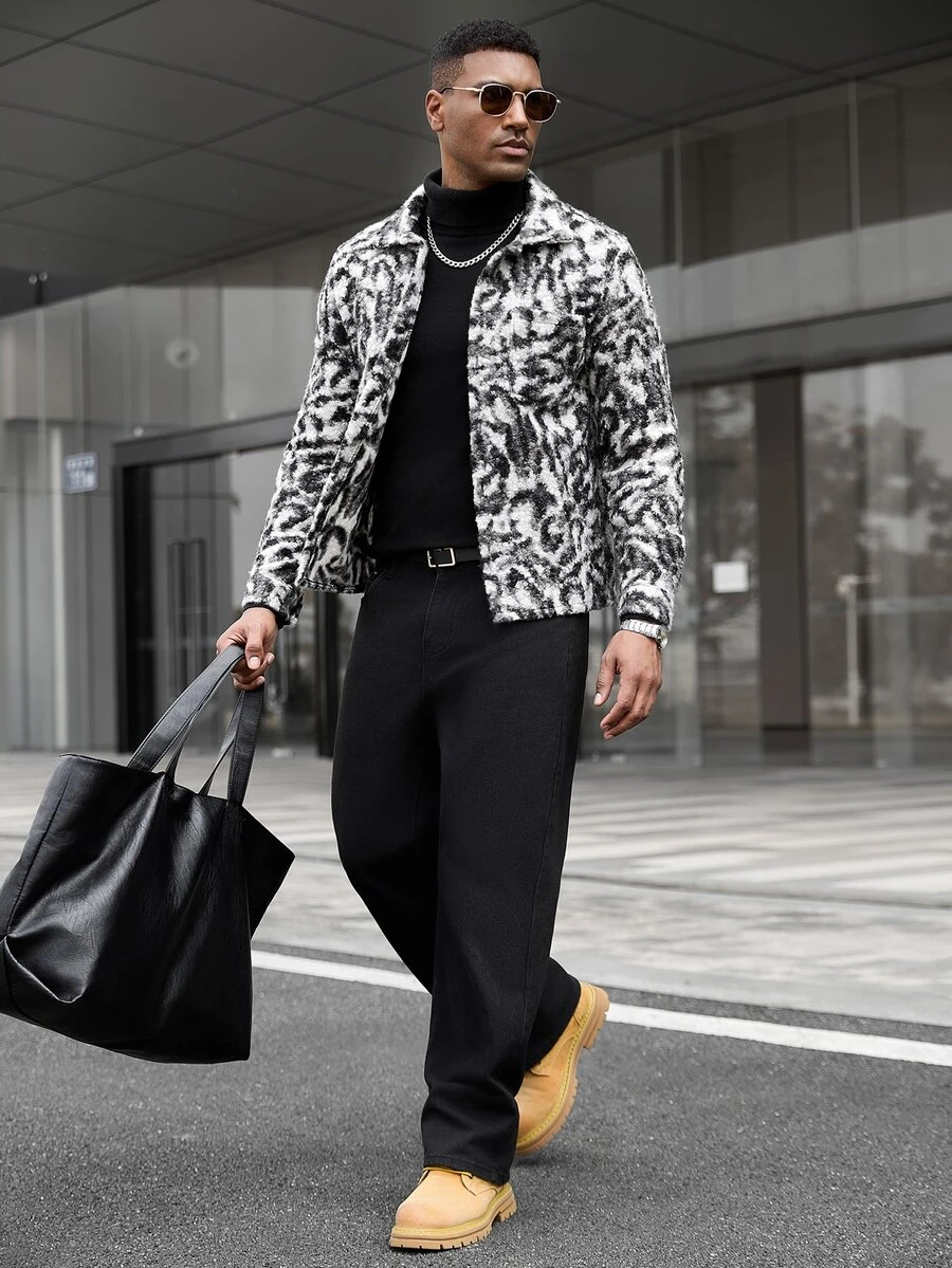 Manfinity CasualCool 男士厚羊毛長袖夾克,冬季 - 彩色 - 查看 1