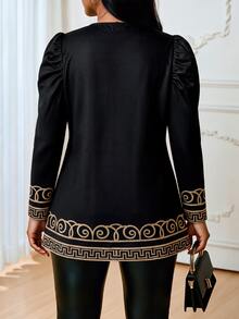 SHEIN Lady 經典花卉圖案大尺碼女款夾克，適合派對穿著 - 彩色 - 查看 2