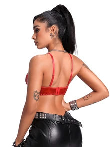 AltBold Glossy Series Luxurious Woven Trim Sexy Women's Lingerie 1pc - Red - View 2
