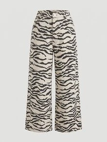 SHEIN MOD 大尺碼豹紋休閒牛仔褲 - 彩色 - 查看 1