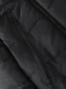 SHEIN معطف شتوي مبطن باللون الكحلي مقاوم للأوساخ بسيط بسحاب للفتيان المراهقين للرياضات الخارجية - الأزرق - مشاهدة 4