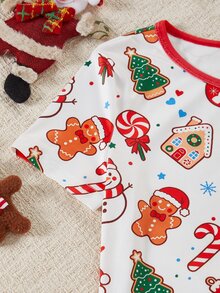 Teen Girl Autumn/Winter Pajamas 2pcs Snug Fit Short Sleeve Long Pants Christmas Girls - Multicolor - View 5