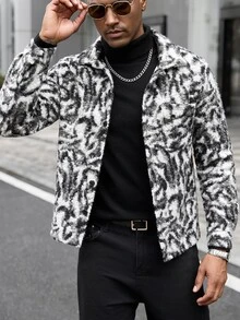 Manfinity CasualCool 男士厚羊毛長袖夾克，冬季 - 彩色 - 查看 3