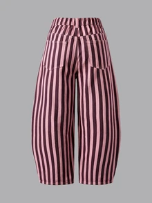 SHEIN MOD 大尺碼女款條紋休閒日常牛仔褲 - 彩色 - 查看 2