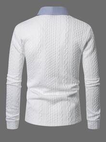 Calvornis 男士長袖 Polo 衫，萬聖節、聖誕節、新年禮物 - 白色 - 查看 2