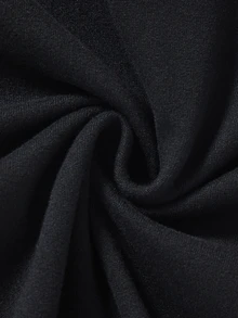 SHEIN LUNE بودي نسائي برقبة كاول مزين بالراين ستون وتصميم باتشوورك، بقصة ضيقة وأكمام طويلة وتفاصيل مفرغة، توب أساسي - الأسود - مشاهدة 6