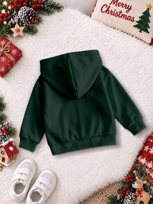 Young Boy Christmas Letter & Light Print Hoodie And Plaid Jogger Pants Set, 2 Pieces Casual Outfit - Multicolor - View 6