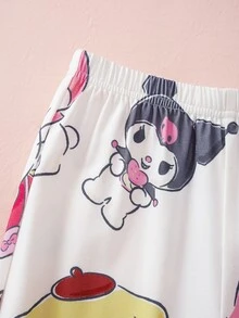 HELLO KITTY AND FRIENDS | SHEIN Young Girl Cartoon Pattern Long Sleeve Top And Pants Casual Daily Home Pajama Set - Multicolor - View 6