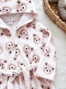 小男孩針織純色刺繡連帽休閒開襟外套居家服 - 彩色 - 查看 5