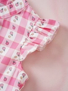 HELLO KITTY AND FRIENDS | SHEIN Baby Girl Letter Cartoon Print Casual Daily Summer Dress - Pink - View 7