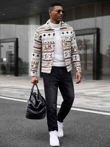 Manfinity CasualCool Men's Thick Wool Blend Long Sleeve Jacket, Winter - Multicolor - View 5