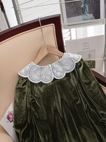 SHEIN 女童拼色休閒日常夏季洋裝 - 綠色 - 查看 7