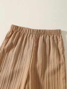 SHEIN 2件組嬰兒男童女童純色百搭舒適紋理長袖鈕扣襯衫與鬆緊腰長褲套裝 - 彩色 - 查看 8
